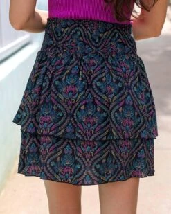 Black Damask Summer Tiered Skort -Active Aura Shop SummerTieredSkort BlackDamask 10
