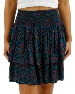 Black Damask Summer Tiered Skort -Active Aura Shop SummerTieredSkort BlackDamask 3