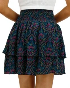 Black Damask Summer Tiered Skort -Active Aura Shop SummerTieredSkort BlackDamask 4