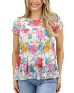 Pastel Floral Sweet Sangria Top -Active Aura Shop SweetSangriaTop PasteFloral 1