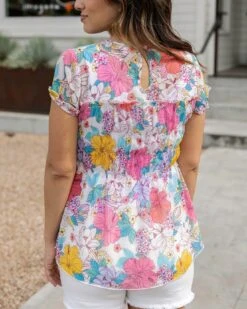 Pastel Floral Sweet Sangria Top -Active Aura Shop SweetSangriaTop PastelFloral 6