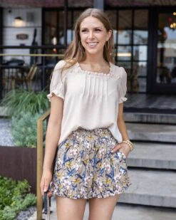 Sweet Cream Square Neck Top -Active Aura Shop SweetSquareNeckTop Cream 3