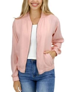 Blush Tencel™ Lyocell Baseball Jacket -Active Aura Shop TencelLyocellBaseballJacket Blush 1