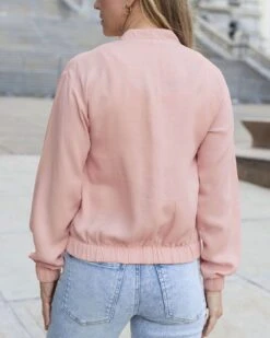 Blush Tencel™ Lyocell Baseball Jacket -Active Aura Shop TencelLyocellBaseballJacket Blush 10