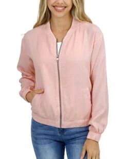 Blush Tencel™ Lyocell Baseball Jacket -Active Aura Shop TencelLyocellBaseballJacket Blush 2