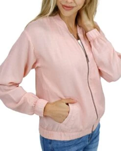 Blush Tencel™ Lyocell Baseball Jacket -Active Aura Shop TencelLyocellBaseballJacket Blush 3