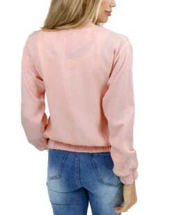 Blush Tencel™ Lyocell Baseball Jacket -Active Aura Shop TencelLyocellBaseballJacket Blush 4