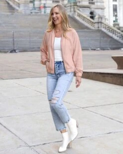 Blush Tencel™ Lyocell Baseball Jacket -Active Aura Shop TencelLyocellBaseballJacket Blush 6