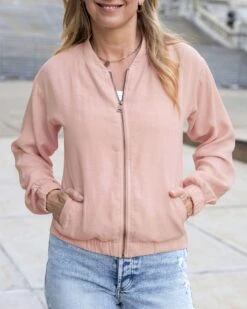 Blush Tencel™ Lyocell Baseball Jacket