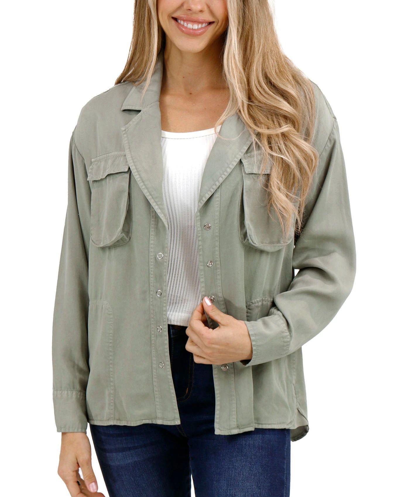 Sage Tencel™ Lyocell Utility Shirt Jacket 9 Sage Tencel™ Lyocell Utility Shirt Jacket - Image 7