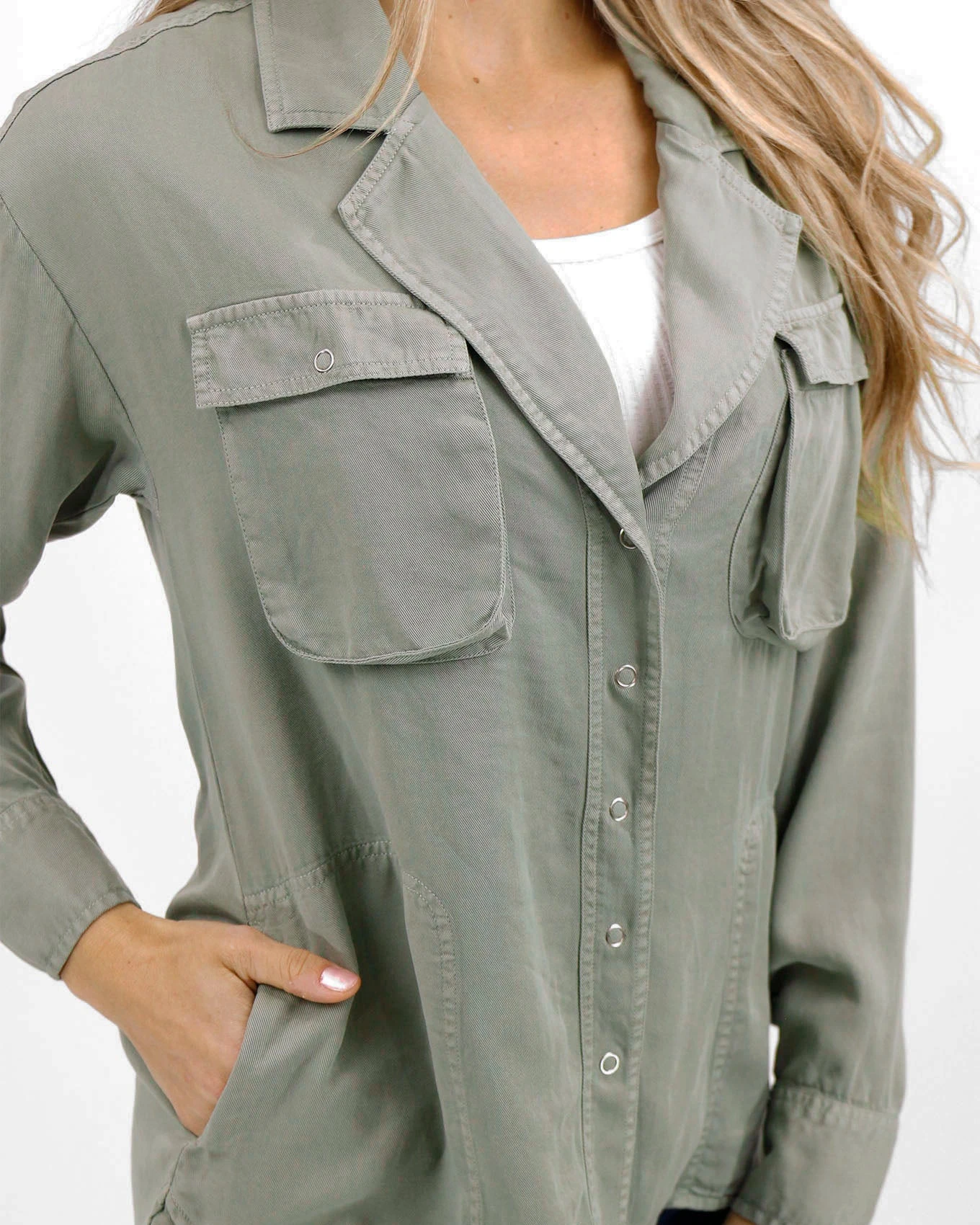 Sage Tencel™ Lyocell Utility Shirt Jacket 11 Sage Tencel™ Lyocell Utility Shirt Jacket - Image 9