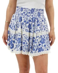 Toile Print Smocked Floral Skort -Active Aura Shop TieredLaceSmockedSkort ToilePrint 1
