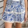 Toile Print Smocked Floral Skort -Active Aura Shop TieredLaceSmockedSkort ToilePrint 4