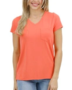 True Fit Perfect Pocket Tee In Apricot -Active Aura Shop TrueFitPerfectPocketTee Apricot 1 1