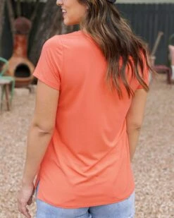 True Fit Perfect Pocket Tee In Apricot -Active Aura Shop TrueFitPerfectPocketTee Apricot 7