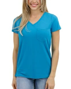 True Fit Perfect Pocket Tee In Teal -Active Aura Shop TrueFitPerfectPocketTee Teal 1 1