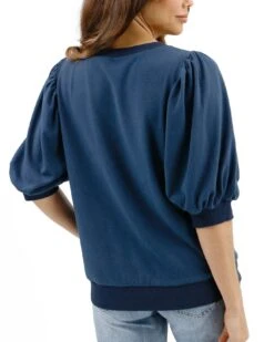 Two-Toned Dusty Blue Puff Sleeve Top -Active Aura Shop TwoTonedPuffSleeveTop DustyBlue 2