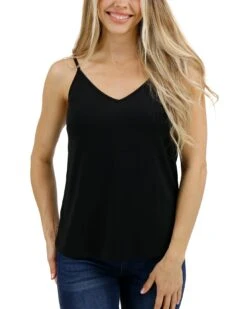 V-Neck Cami In Black -Active Aura Shop VNeckCami Black 1