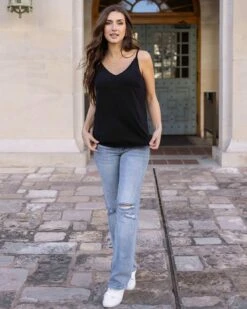 V-Neck Cami In Black -Active Aura Shop VNeckCami Black 11