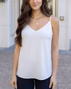V-Neck Cami In White