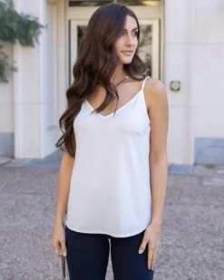 V-Neck Cami In White 11 V-Neck Cami In White -Active Aura Shop VNeckCami White 5