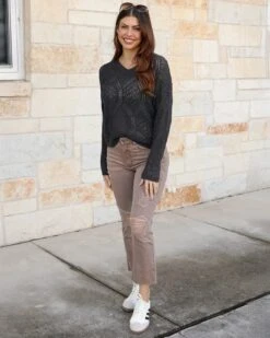 V-Neck Charcoal Pointelle Sweater 13 V-Neck Charcoal Pointelle Sweater -Active Aura Shop VNeckPointelleSweater Charcoal 5 copy