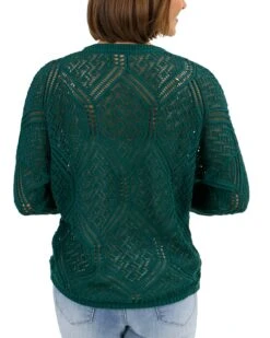 V-Neck Jade Green Pointelle Sweater -Active Aura Shop VNeckPointelleSweater JadeGreen 5
