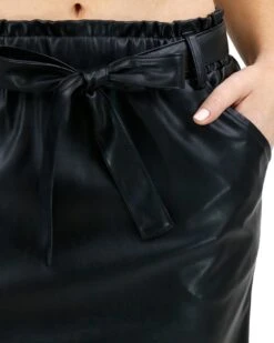 Butter Faux Leather Black Skirt 18 Butter Faux Leather Black Skirt -Active Aura Shop VeganLeatherSkirt Black 3