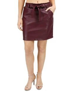 Butter Faux Leather Bordeaux Skirt 22 Butter Faux Leather Bordeaux Skirt -Active Aura Shop VeganLeatherSkirt Bordeaux 1