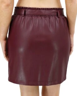 Butter Faux Leather Bordeaux Skirt 23 Butter Faux Leather Bordeaux Skirt -Active Aura Shop VeganLeatherSkirt Bordeaux 3