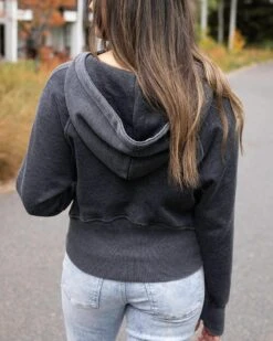 Vintage Washed Quarter Zip Hoodie In Washed Grey -Active Aura Shop VintageWashQuarterZipHoodie WashedGrey 9