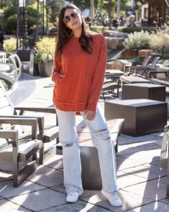 Vintage Washed Orange Tunic Sweatshirt -Active Aura Shop VintageWashedSweatshirt WashedOrange 6