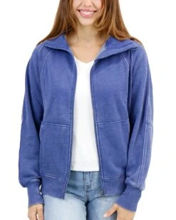 Vintage Washed Blue Zip Up Sweatshirt -Active Aura Shop VintageWashedZipUpHoodie WashedBlue 1