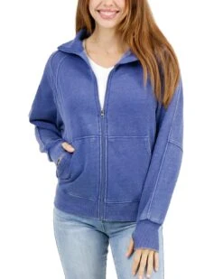 Vintage Washed Blue Zip Up Sweatshirt -Active Aura Shop VintageWashedZipUpHoodie WashedBlue 2