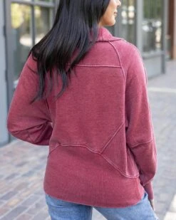 Vintage Washed Red Zip Up Sweatshirt -Active Aura Shop VintageWashedZipUpHoodie WashedRed 16