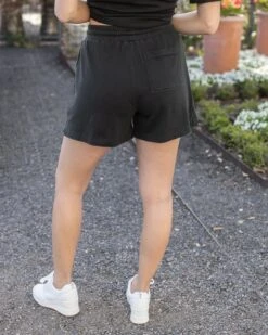 Washed Black French Terry Sweat Shorts -Active Aura Shop WashedFrenchTerrySweatShorts WashedBlack 4