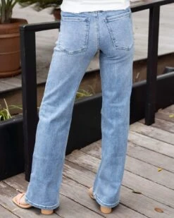 Wide Leg Premium Denim In Non Distressed Mid-Wash -Active Aura Shop WideLegPremiumDenim MidWash NonDistressed 12