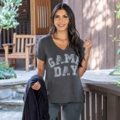 VIP Favorite V-Neck Graphic Tee - Game Day - FINAL SALE -Active Aura Shop ad 7