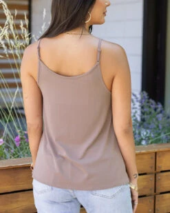 Taupe Scoop Neck Cami -Active Aura Shop allremainder 753copy