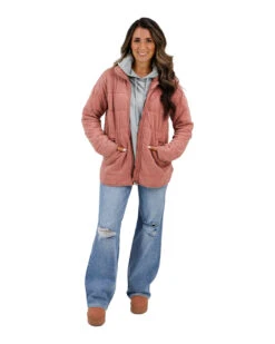 Mineral Washed Terracotta Quilted Jacket -Active Aura Shop comingsoon image 11