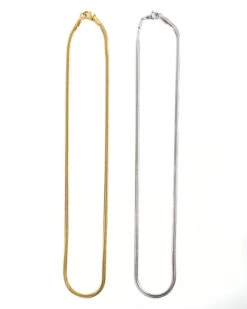 Flat Chain Necklace In Gold -Active Aura Shop flat chain necklace both stock