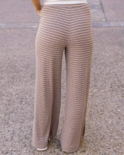 Coziest Tan And Black Stripe Wide Leg Lounge Pants -Active Aura Shop g l jan24 189copy