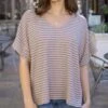 Coziest Tan And Black Stripe Dolman Lounge Top
