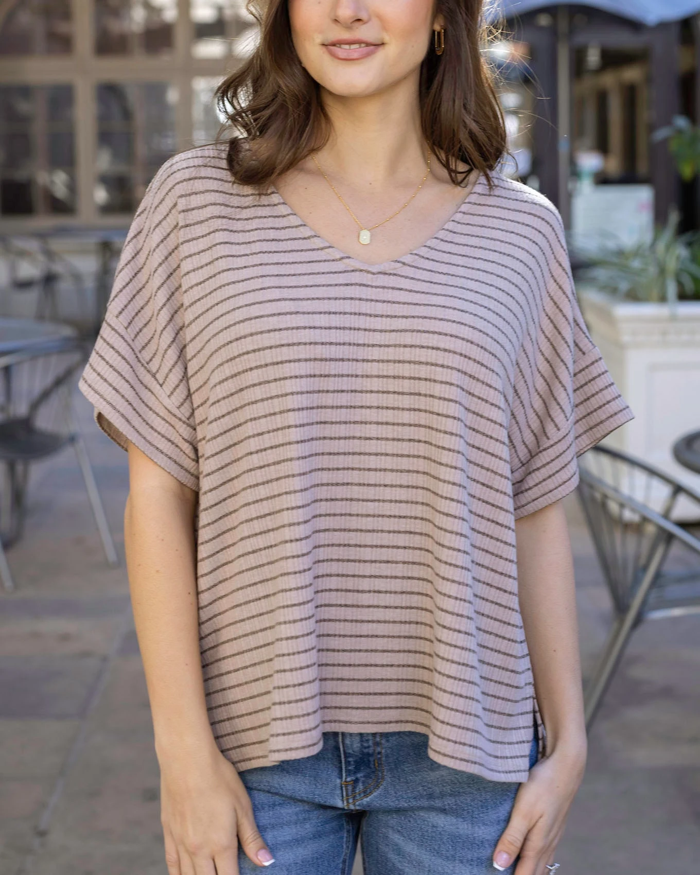 Coziest Tan And Black Stripe Dolman Lounge Top 2 Coziest Tan And Black Stripe Dolman Lounge Top