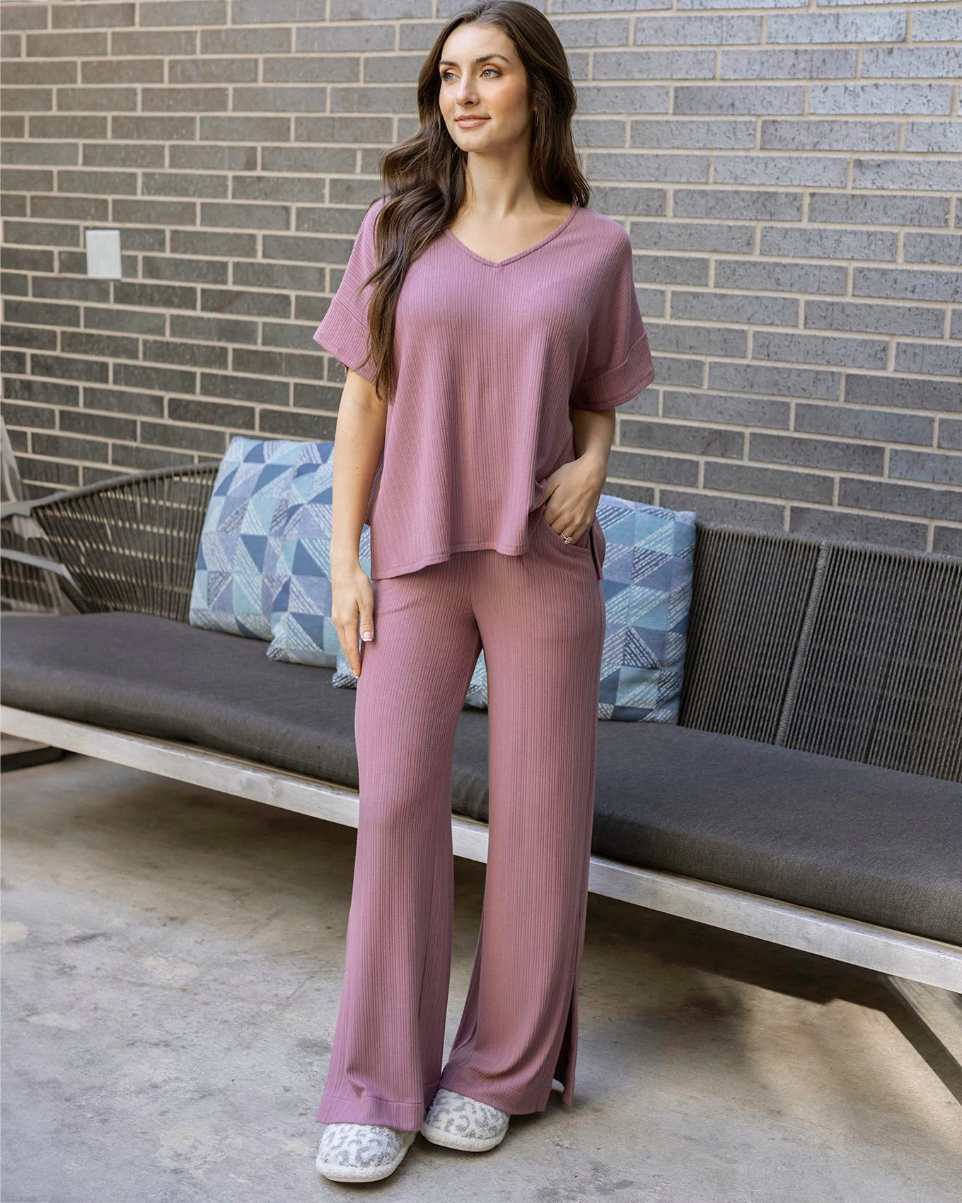 Coziest Dark Lilac Dolman Lounge Top 4 Coziest Dark Lilac Dolman Lounge Top - Image 2