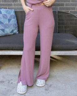 Coziest Dark Lilac Wide Leg Lounge Pants