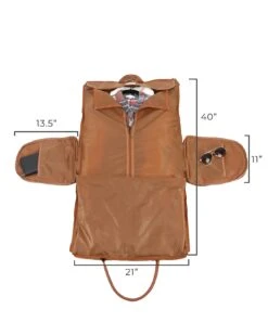 Cognac Duffle Garment Bag -Active Aura Shop measurements cognac copy