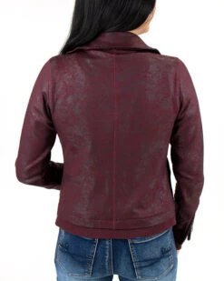 Move Free Leather Like Bordeaux Moto Jacket -Active Aura Shop move free moto jacket bordeaux stock2