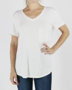 Perfect Pocket Tee In Ivory