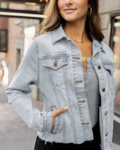 Soft Wash Denim Jacket In Light-Wash -Active Aura Shop soft wash denim jacket 03